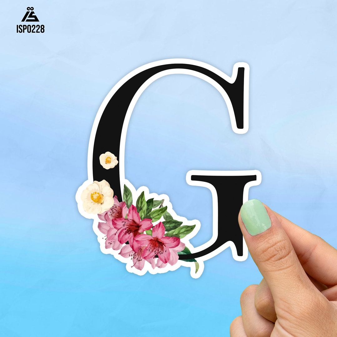 Letter g Floral Watercolor Sticker, Best Friend Gift, Cute Stickers ...