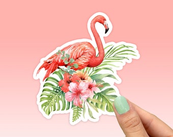 Flamingo Watercolor Sticker, Best Friend Gift, Flamingo Drawing Stickers, Animal Decals, Macbook Decal, Laptop Stickers, Water Bottle Decal