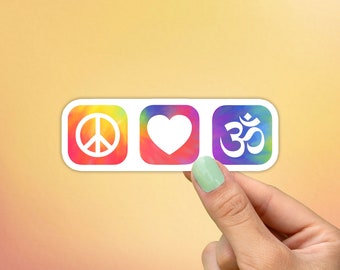 Peace Love Namaste Colorful Sticker, Best Friend Gift, Yoga Ohm Decals, Cute Stickers, Macbook Decal, Laptop Stickers, Water Bottle Sticker