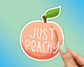 Just Peachy Vinyl Sticker, Best Friend Gift, Food Stickers, Funny Stickers, Macbook Decal, Macbook Pro Stickers, Water Bottle Stickers