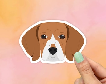 Beagle Dog Head Sticker, Best Friend Gift, Dog Stickers, Cute Stickers, Animal Decals, Macbook Decal, Laptop Stickers, Water Bottle Sticker