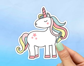 Cute Unicorn Sticker, Best Friend Gift, Cute Stickers, Animal Decals, Macbook Decal, Laptop Stickers, Water Bottle Decal, Trendy Stickers