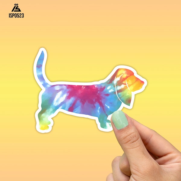 Basset Hound Tie Dye Sticker, Best Friend Gift, Dog Stickers, Cute Stickers, Animal Decals, Macbook Decal, Water Bottle Laptop Stickers