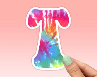 Tie Dye Letter "T" Font Sticker, Best Friend Gift, Cute Stickers, Macbook Decal, Laptop Sticker, Water Bottle Sticker, Personalized Initials