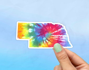 Nebraska Tie Dye Sticker, Travel Stickers, Best Friend Gift, Cute Stickers, Macbook Decal, Laptop Stickers, Water Bottle Stickers, Decals