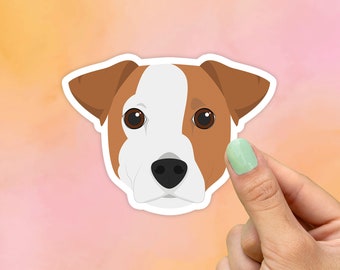 Jack Russell Terrier Dog Head Sticker, Best Friend Gift, Dog Stickers, Cute Stickers, Animal Decals, Macbook Decal, Laptop Stickers