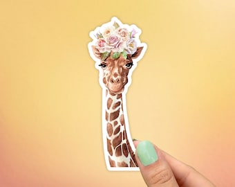 Giraffe Floral Sticker, Best Friend Gift, Floral Decals, Funny Stickers, Cute Stickers, Animal Decals, Macbook Decal, Laptop Stickers