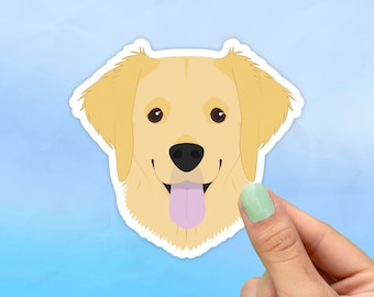 Golden Retriever Dog Head Sticker, Best Friend Gift, Dog Stickers, Cute Stickers, Animal Decals, Macbook Decal, Laptop Sticker, Water Bottle