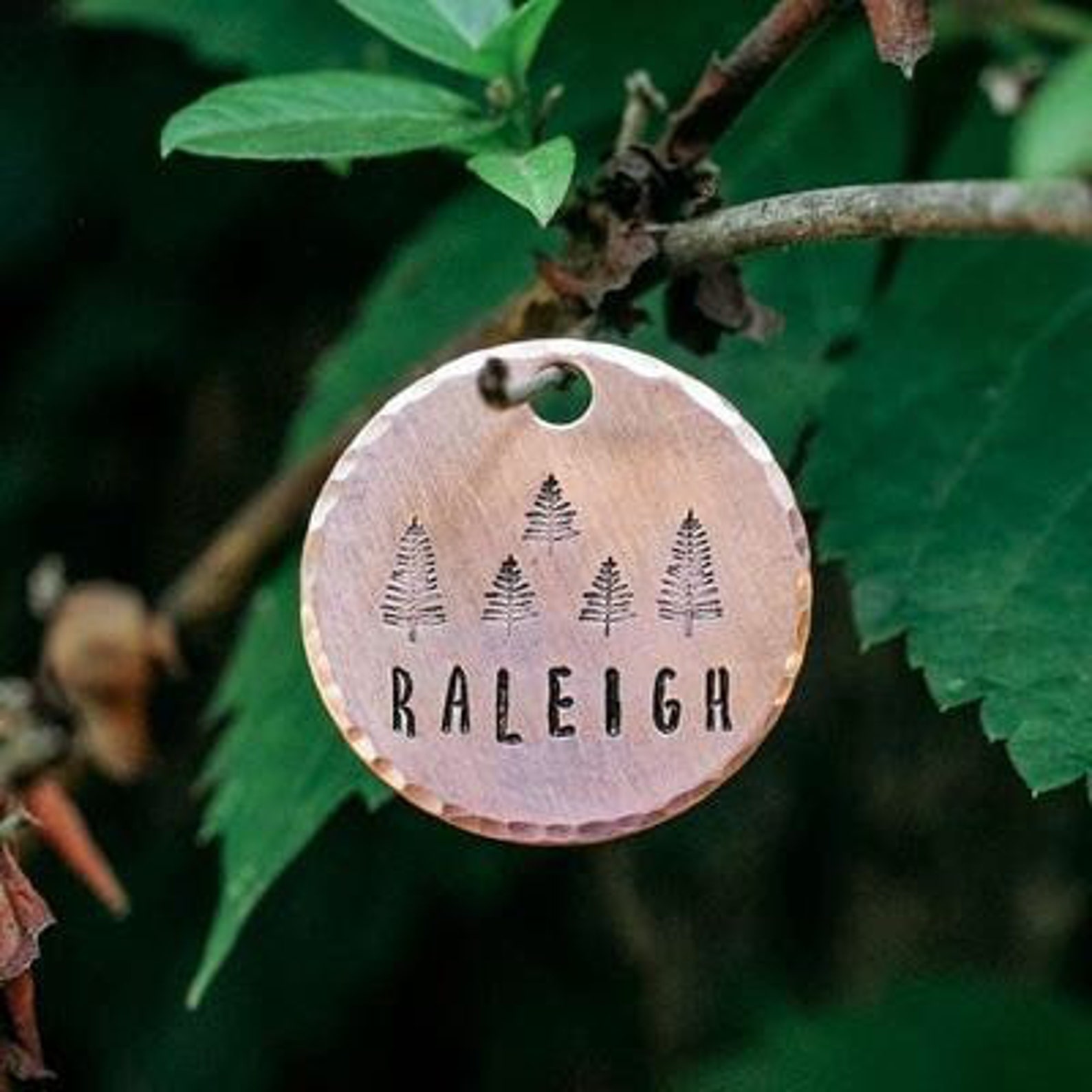 Hiker Handstamped Metal Dog Tag Etsy