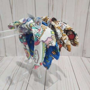 Classic Toons and Movies Top Knot Headbands, Americana Headbands, Nostalgic Headbands, Knotty Bow Headbands, Various Fabrics