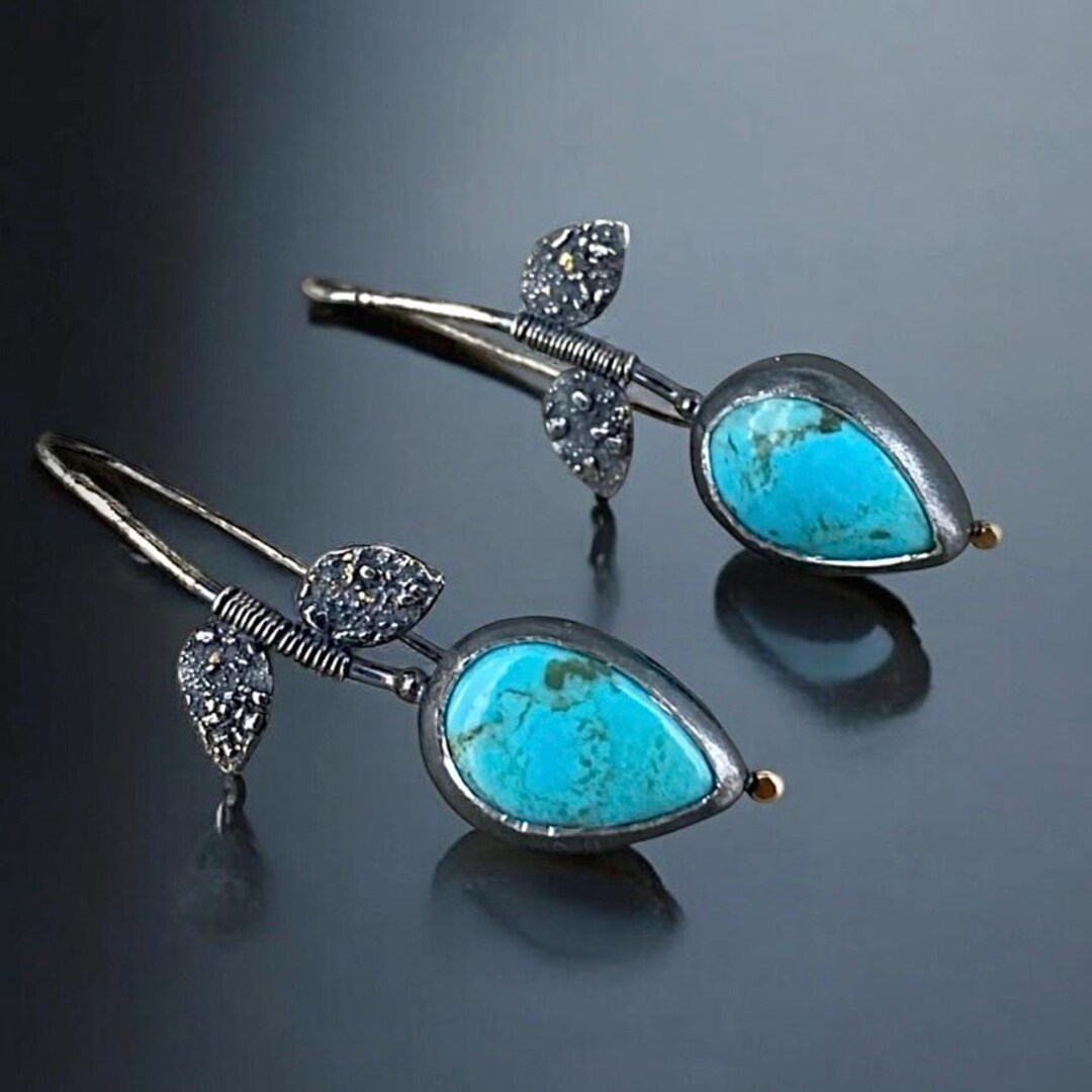 Crystal and Enamel Flower Earrings in Turquoise