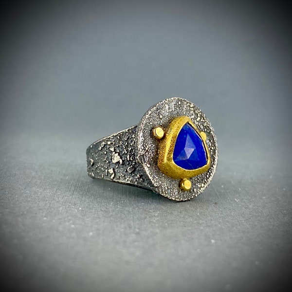 Lapis lazuli ring sterling silver and 22k . TaiVautierJewelry Tai Vautier Jewelry