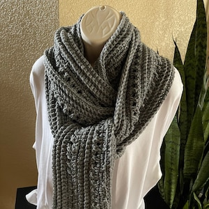 Hand Crocheted Long Infinity Scarf: Unisex Fashion Wrap