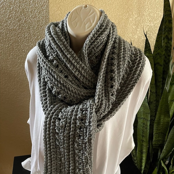 Men's Women's Long Unisex Scarf,Crochet infinity Scarf,oversized comfy scarf,Textured scarf , Neck warmer, Winter Scarf,Fashion wrap scarf