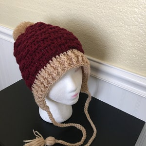 Earflap Hat,Winter beanie,Hood with tassel,Warm snow hat,Winter Fashion,Child teen Earflap,Women&#39;s Earflap Hat,Cold Weather earflap,knit hat