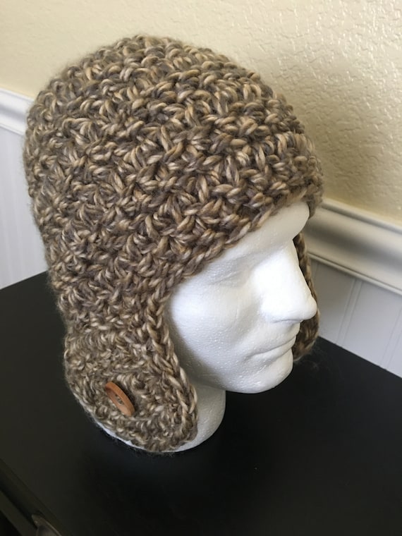 Chunky Crochet Ear Flap Beanie: Soft Winter Hat - Etsy