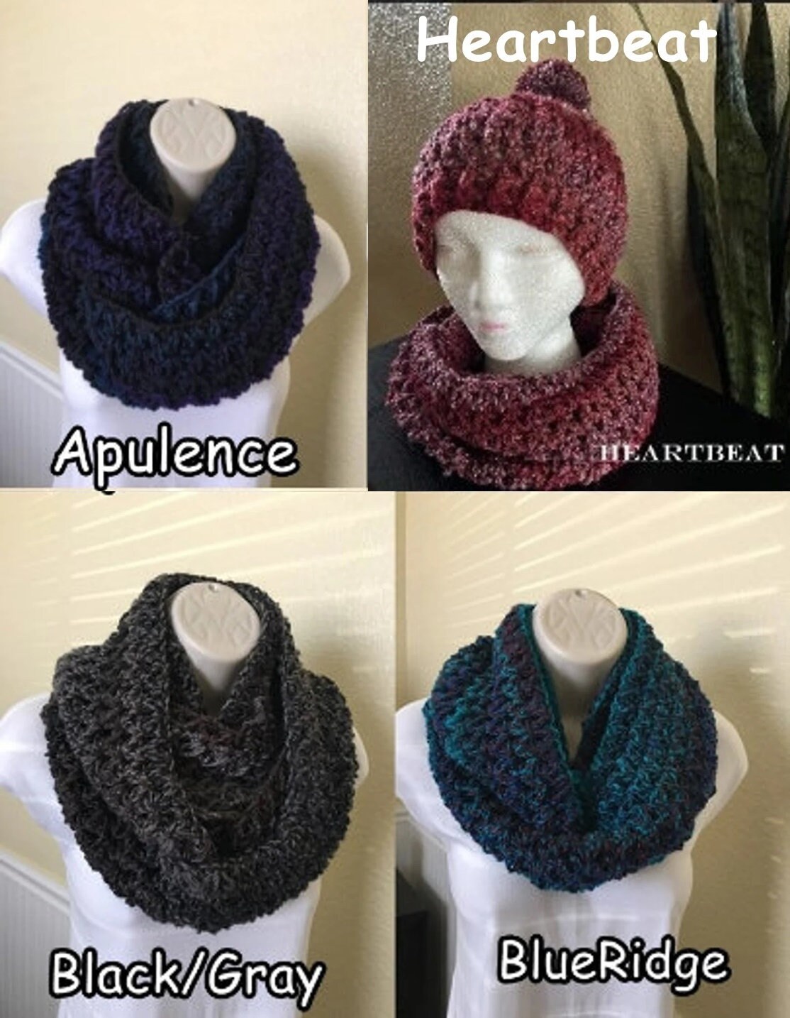 Chunky Infinity Scarf and Hat Setcrochet Infinity Scarf Etsy