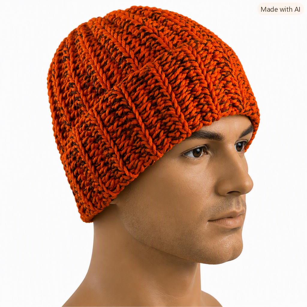 Blaze Orange Camo Beanie: Chunky Crochet Hunter Hat - Etsy