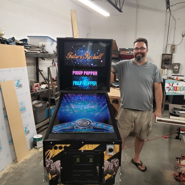 full size virtual pinball machine, pinup popper, vp9, vpX, FP, subwoofer, 43 inch 4k playfield, 24 and 20in backbox