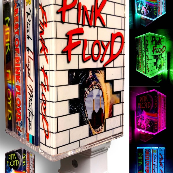 Pink Floyd Night Light-Retro Cassette Tape Design-Pink Floyd Album Cover Art-Colorchanging LED-Illuminating Art Graphics-Pink Floyd Wall Art