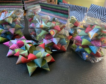 Paper bows- Birthday (MAKERS CHOICE-SURPRISE) - handmade -Set of 3 includes stick tape on bottom