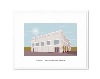 Dunder Mifflin building wall art, The Office wall art, Christmas birthday gift for boyfriend, husband, Office fan, Pam Beesley art print