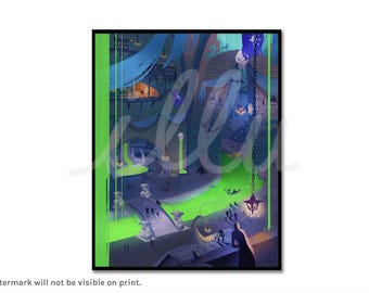 Undercity, versión Full Bleed, Forsaken, regalo para gamer, viaje retro, impresión de World of Warcraft, arte mural nerd, arte de juego, MMO, Sylvanas