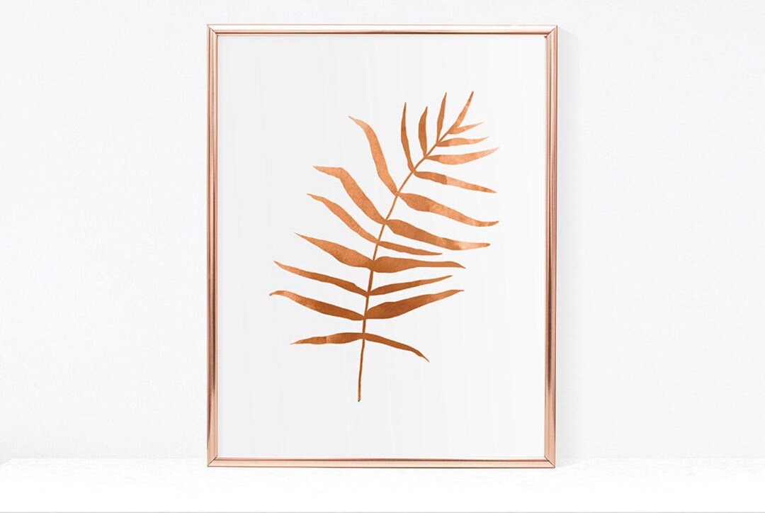 Tropical Leaf Print, Modern Art, Copper Leaf Art, Dorm Wall Art, Palm