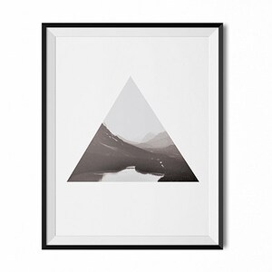 Black and white photograph, geometric photograph print, black and white art, modern print, minimal art print, modern mountains wall art