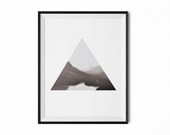 Black and white photograph, geometric photograph print, black and white art, modern print, minimal art print, modern mountains wall art