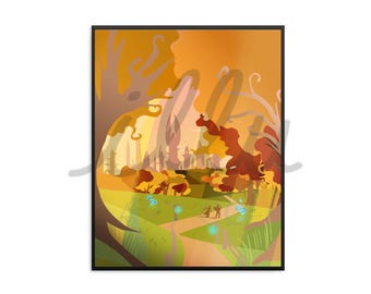 Eversong Woods, versión a sangre, póster de viaje, regalo para gamer, impresión de viaje retro, regalo para gamer nerd, arte de Warcraft, impresión de WoW, arte MMO