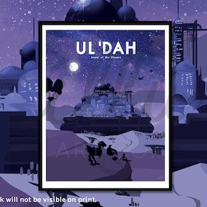 Ul&#39;dah art print, FFXIV art, Final Fantasy, nerdy gift, gamer art, Fantasy birthday gift, father&#39;s day