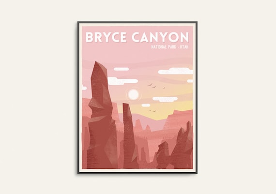 Retro travel print, national park print, travel wall art, Bryce Canyon print, retro national park, wilderness art, camping art, travel gift