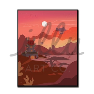The Barrens, Full Bleed version, travel poster, gift for gamer, retro travel print, nerdy gift, Warcraft art, WoW print, gamer gift, MMO art