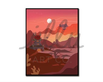 The Barrens, versión Full Bleed, póster de viaje, regalo para gamer, impresión de viaje retro, regalo nerd, arte de Warcraft, impresión de WoW, regalo para gamer, arte MMO