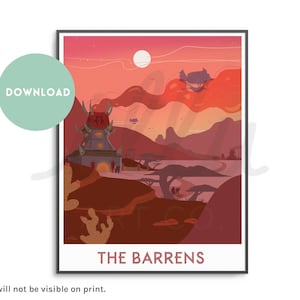 The Barrens Print, Reiseposter, Geschenk für Gamer, Retro Reiseprint, nerdiges Geschenk, Warcraft Kunst, WoW Print, Gamer Geschenk, MMO Art