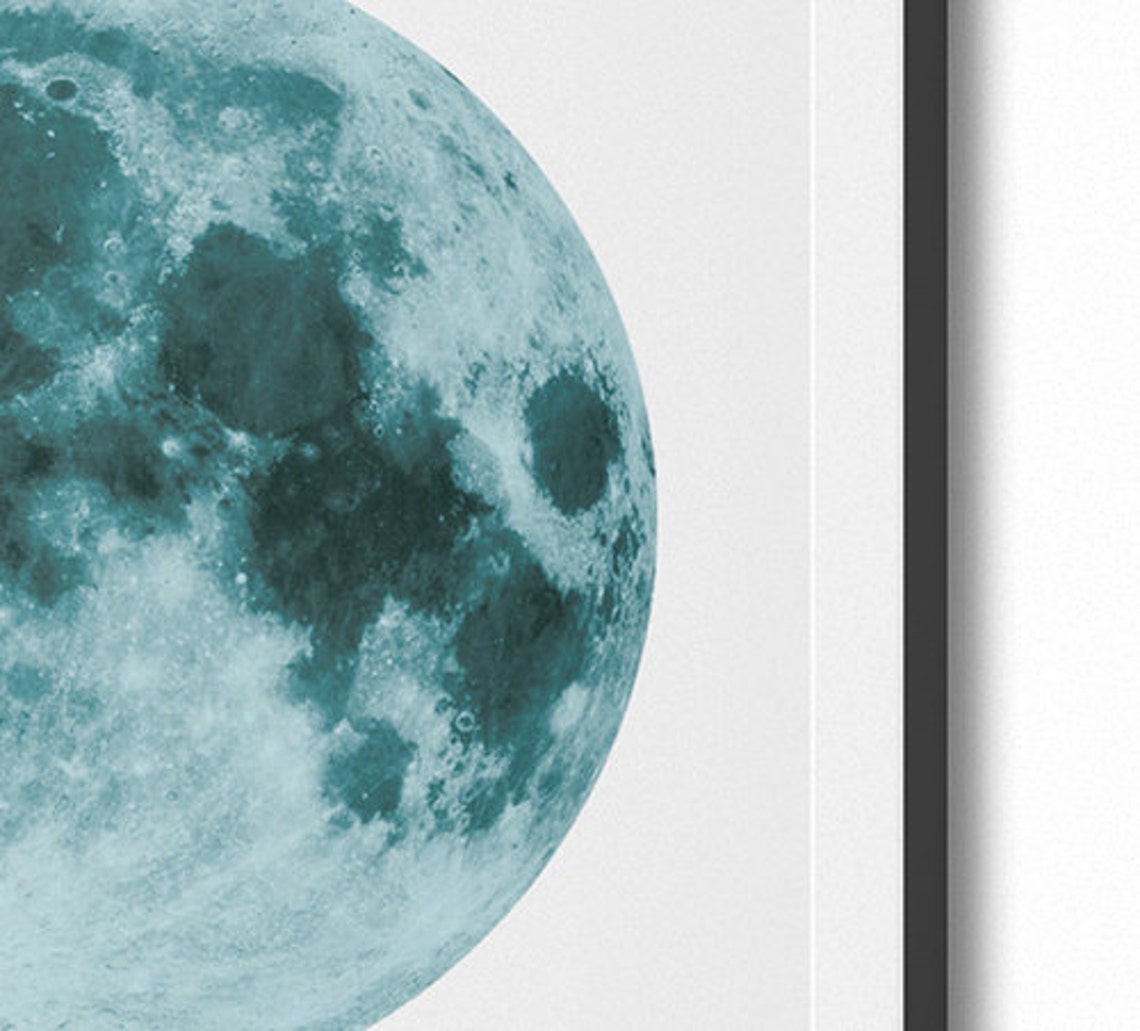 Full Moon Art Blue Moon Print Lunar Phase Art Modern Art - Etsy