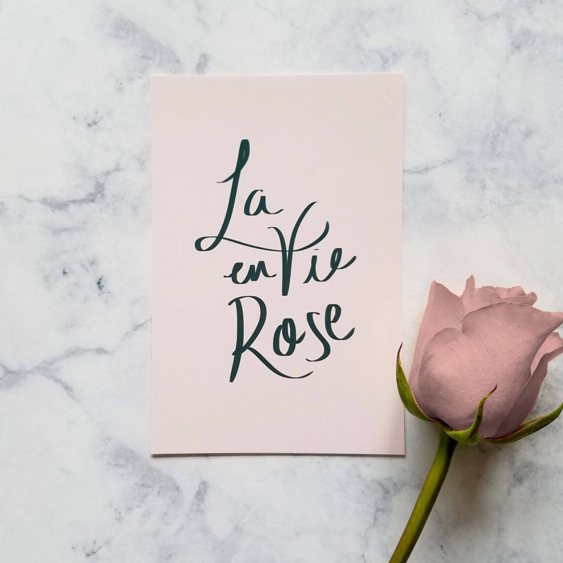 La Vie En Rose Print Hand Lettered Art French Quote Print Etsy