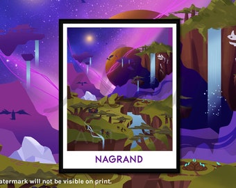 Arte mural de Warcraft, Nagrand, Burning Crusade, regalo para gamers, viajes retro, impresión de World of Warcraft, arte mural nerd, arte de videojuegos, MMO