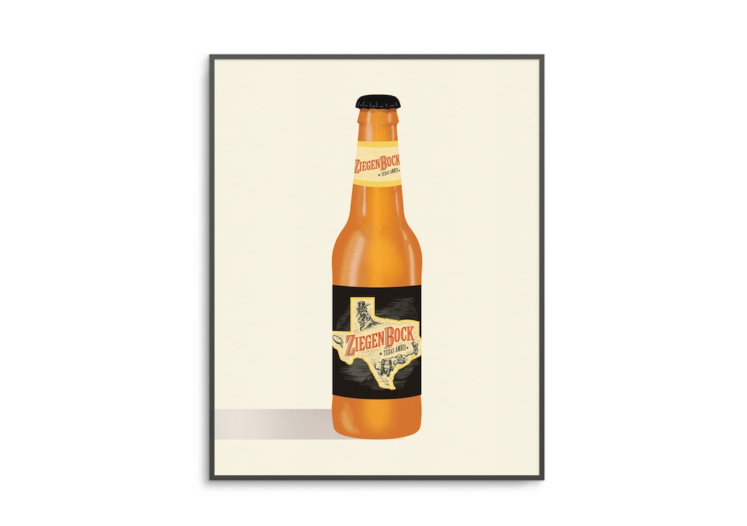 Ziegenbock Beer Art, Texas Art, Beer Wall Art, Bar Art, Kitchen Print