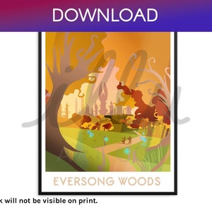 Downloadbare Eversong Woods, Warcraft muurkunst, cadeau voor gamer, retro reisprint, world of warcraft print, nerdy kunst aan de muur, game art, MMO