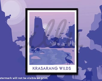 Krasarang Versión 1, arte mural de Warcraft, regalo para gamers, viajes retro, lámina de viaje, lámina de World of Warcraft, arte mural nerd, arte de juegos, MMO