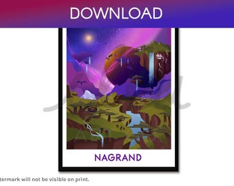 Arte mural digital de Warcraft, Nagrand, Burning Crusade, regalo para gamers, viajes retro, impresión de World of Warcraft, arte mural nerd, arte de videojuegos, MMO