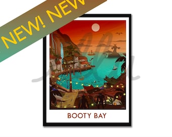 Booty Bay, póster de viaje, regalo para gamer, impresión de viaje retro, regalo nerd, arte de Warcraft, impresión de WoW, regalo para gamer, arte MMO