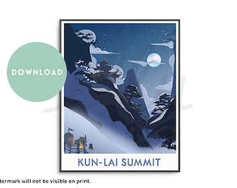 WoW travel poster, Kun-Lai, retro travel print, travel wall art, Azeroth map, nerdy wall art, WoW, game art gift, azeroth