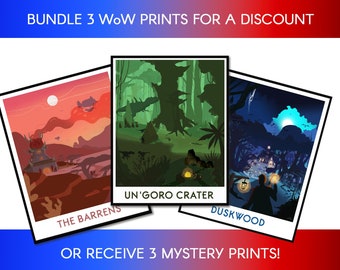 Bundle of 3 | WoW art, Warcraft, nerdy gift, gamer art, Fantasy birthday gift, father's day, Horde gift, Alliance gift