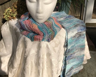 Hand knitted scarfs. Beautiful colorful scarves that are easy to wear.