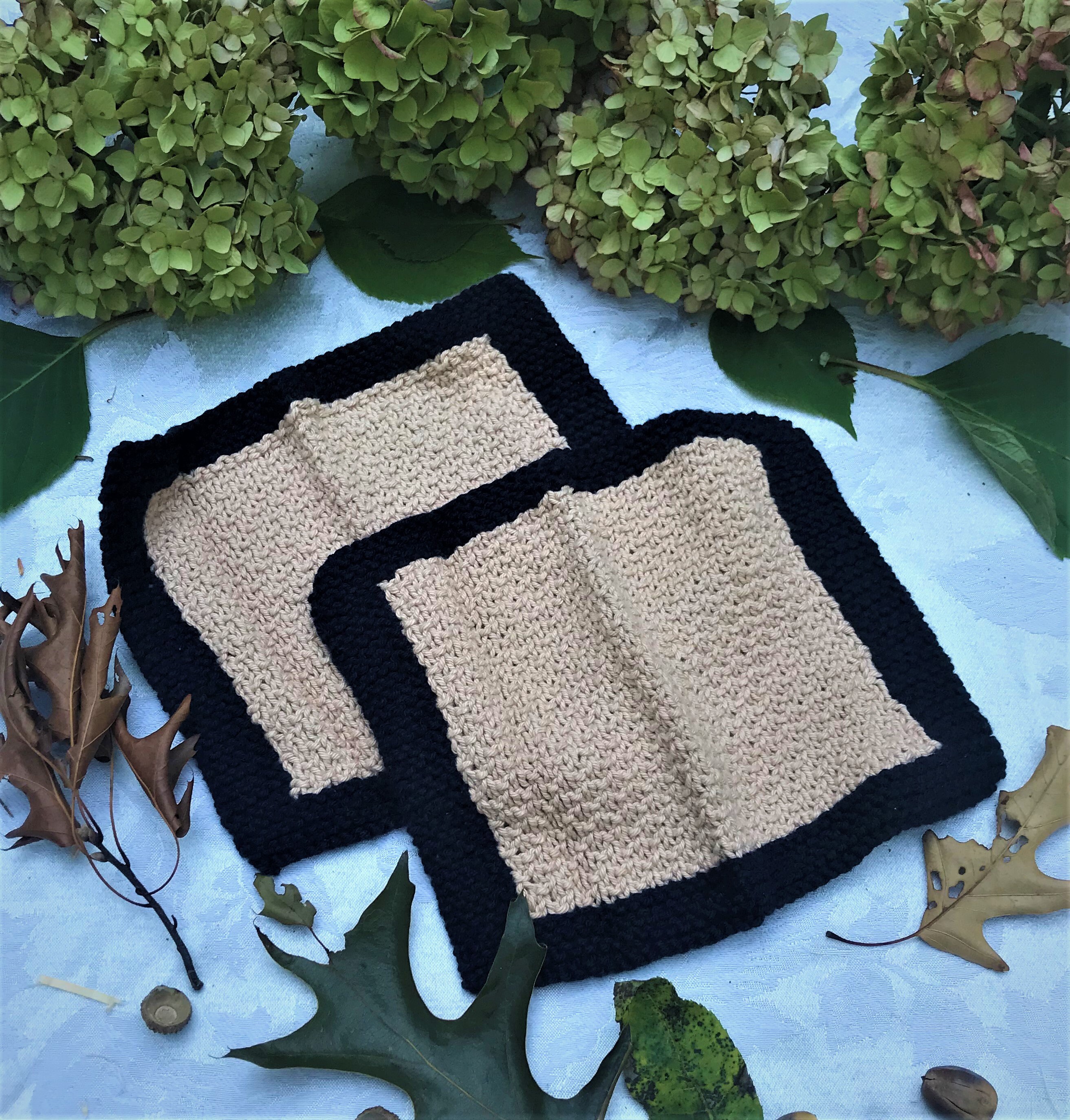 Hand knitted cotton dish cloths / rags. 2 in each pack. Made Etsy