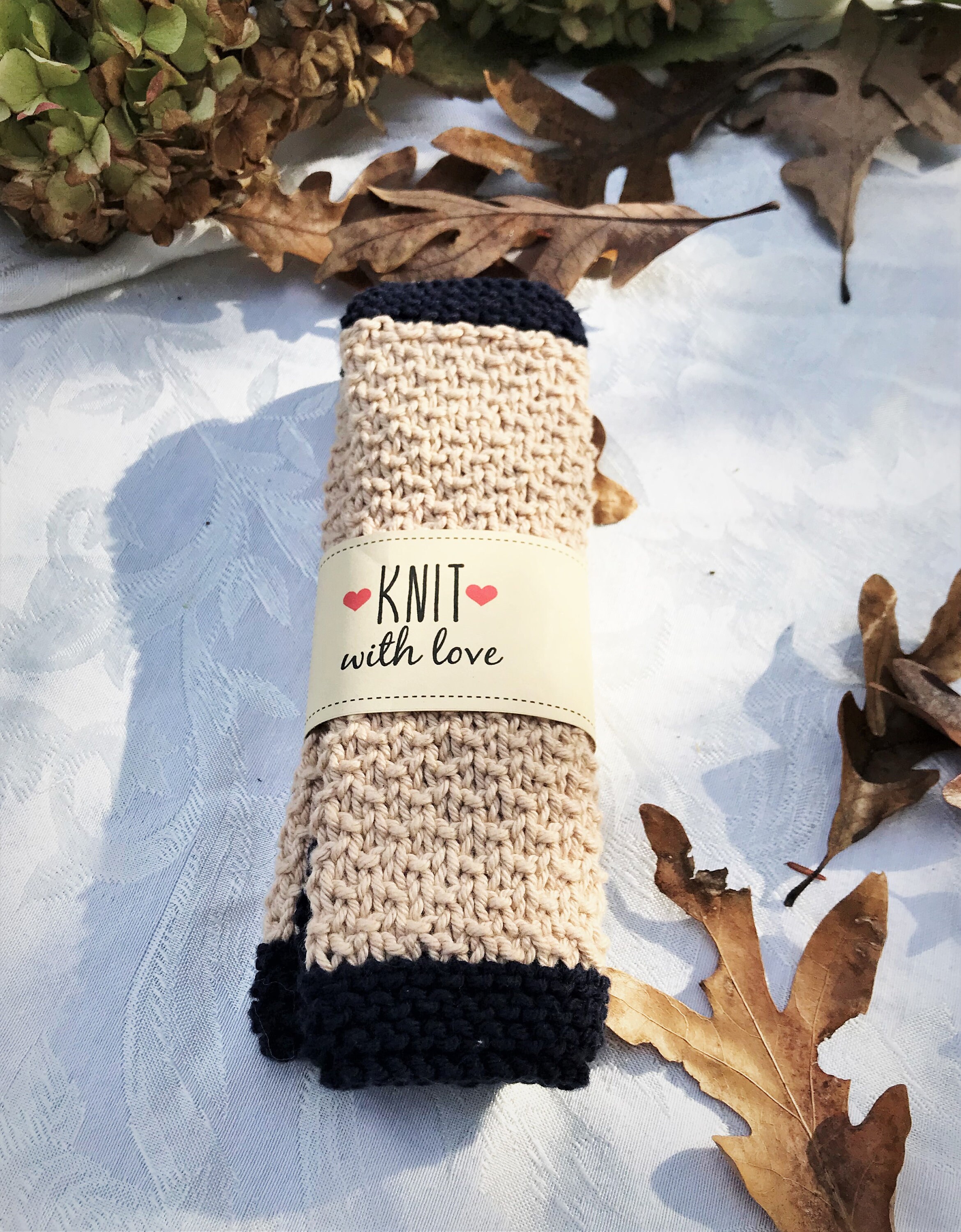 Hand knitted cotton dish cloths / rags. 2 in each pack. Etsy