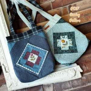Diamond Tote Bag Sewing Pattern – DIY Patchwork Bag PDF, Beginner Friendly, Instant Download